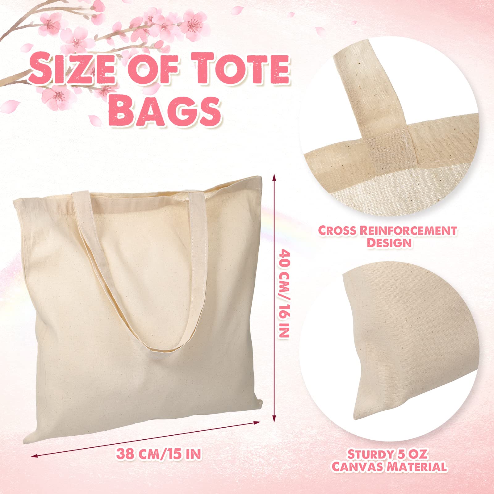 40 Pcs Canvas Tote Bags Bulk Sublimation Blank Natural Cotton Tote Reusable Grocery Cloth Large Shopping Bags And Ptfe Sheet For